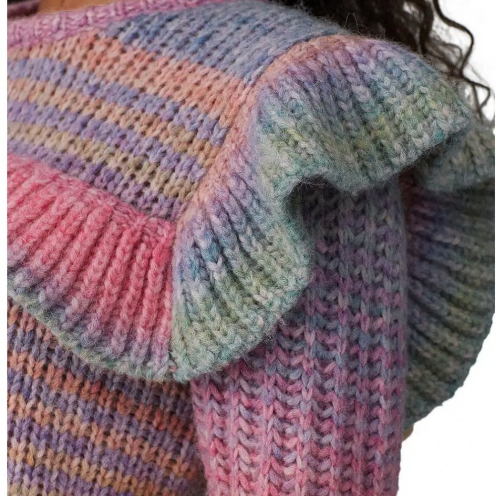 LoveShackFancy Yumi Rainbow Ruffle Sweater Pullover - Picture 7 of 13